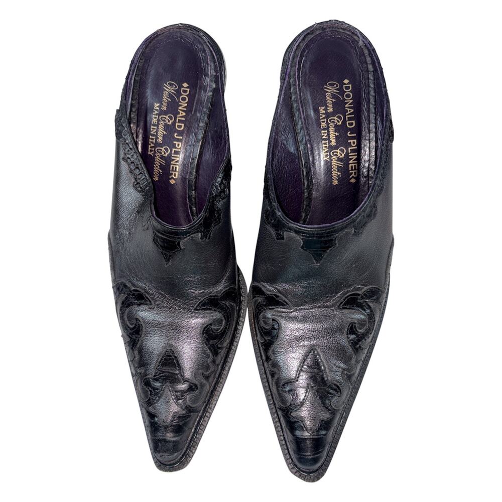 Donald J Pliner Western Couture Collection Italian Leather Mules 7.5